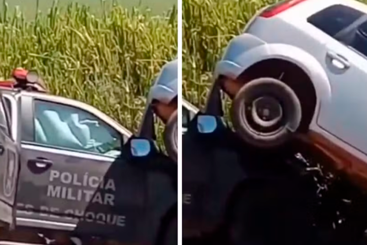 Policiais do choque bate em carro