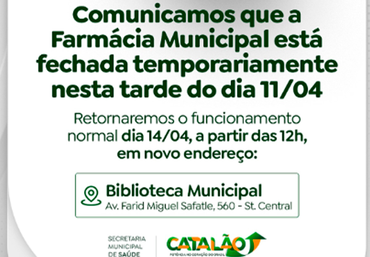 Farmácia da Prefeitura muda de endereço.