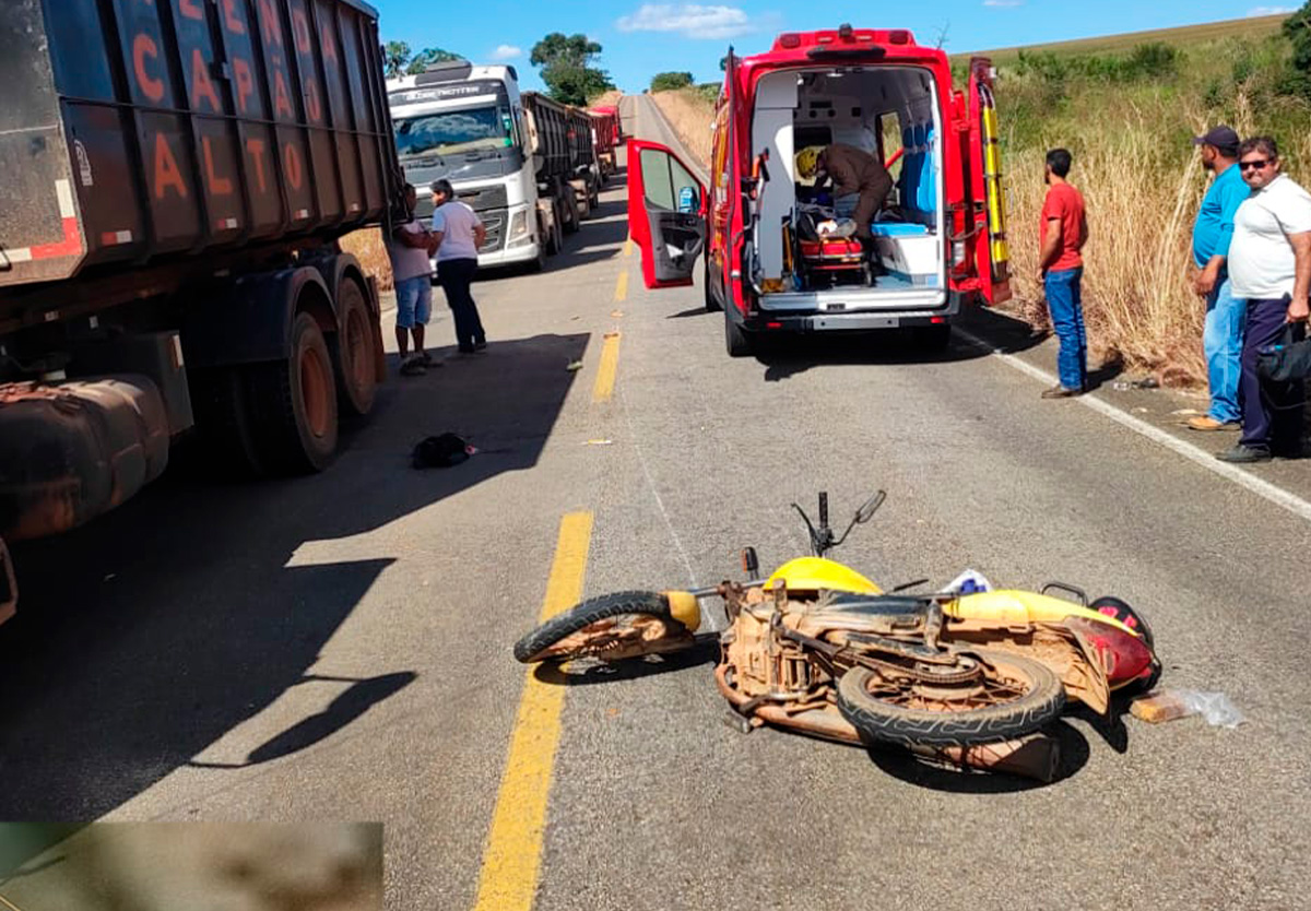 Motociclista fica ferido após queda na GO-213 e é socorrido em Ipameri.