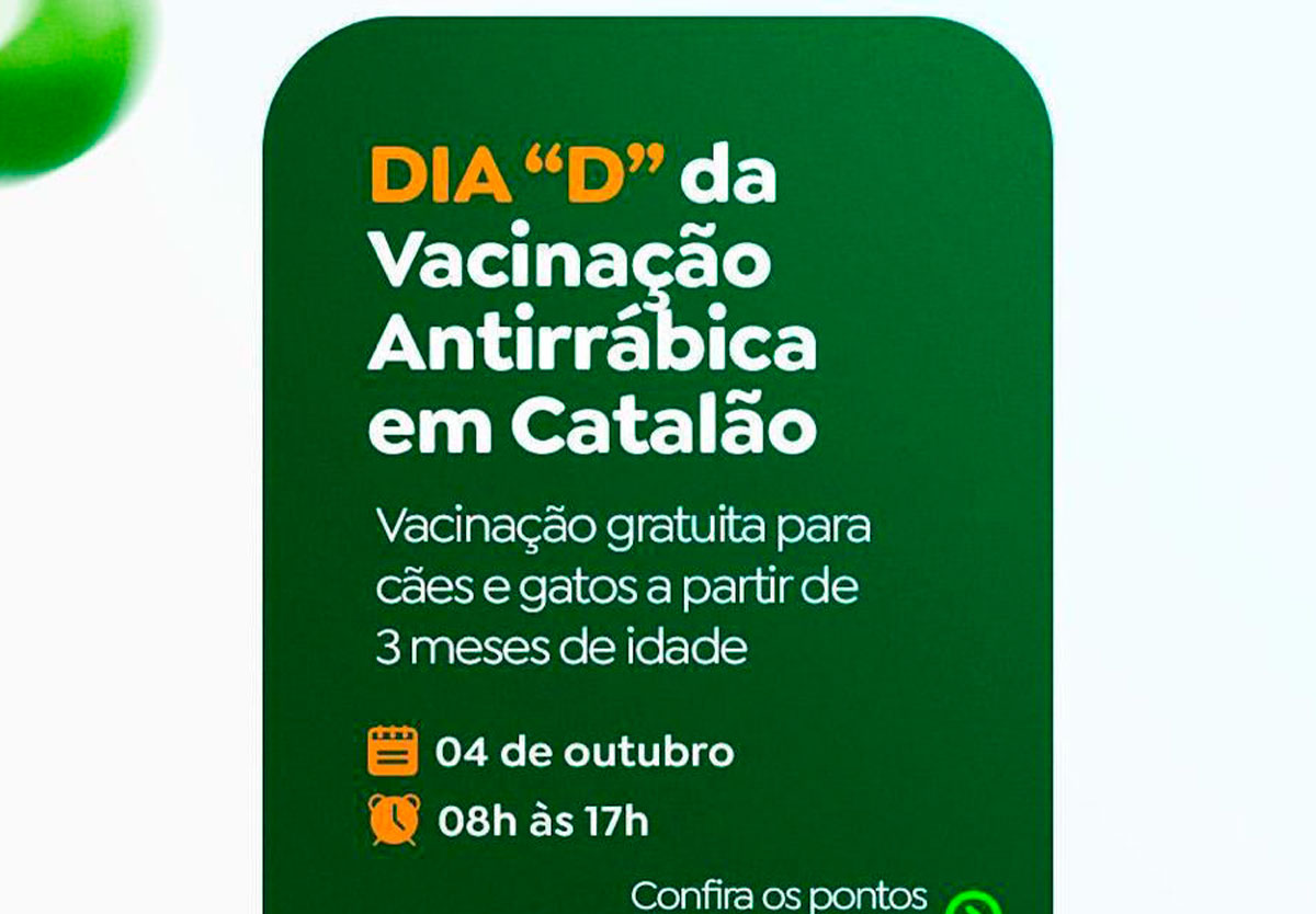 Catalão promove campanha de vacinação antirrábica para cães e gatos