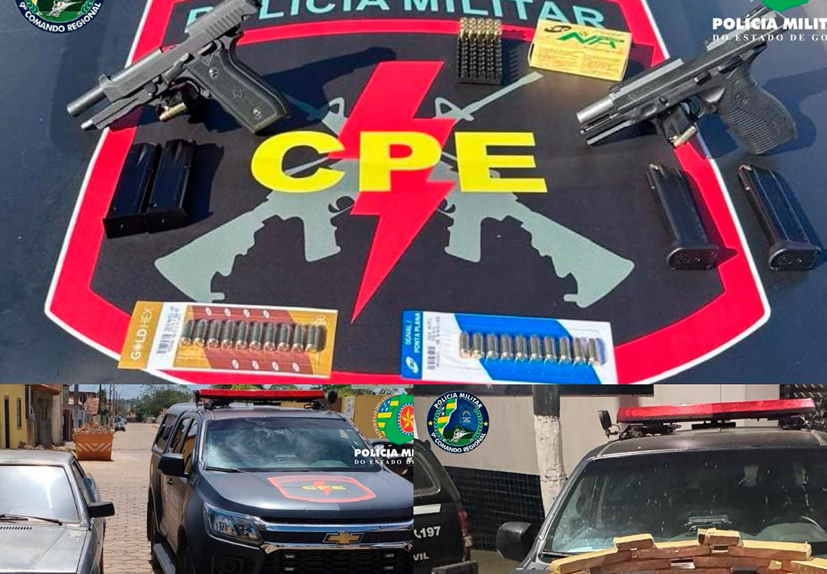Duas pessoas são presas com pistolas e munições após ação da PM em Catalão